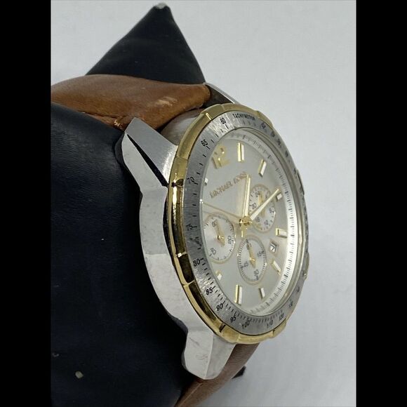 Michael Kors Grayson MK8185 Men's Brown Leather Analog Dial Quartz Watch UC796 - Picture 5 of 12